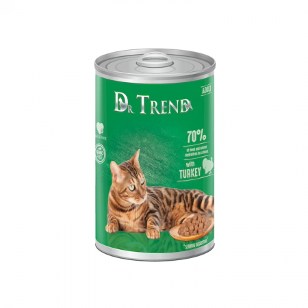 Hrana Umeda - Hrana umeda completa Dr.Trend Premium pentru pisici adulte - cu carne de curcan in sos delicat, 400g