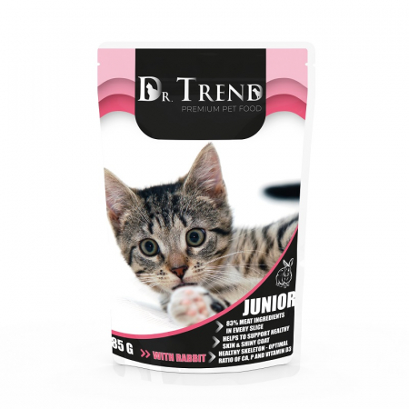 Hrana Umeda - Hrana umeda completa Dr.Trend Premium pentru pisoi juniori - cu iepure, 85g