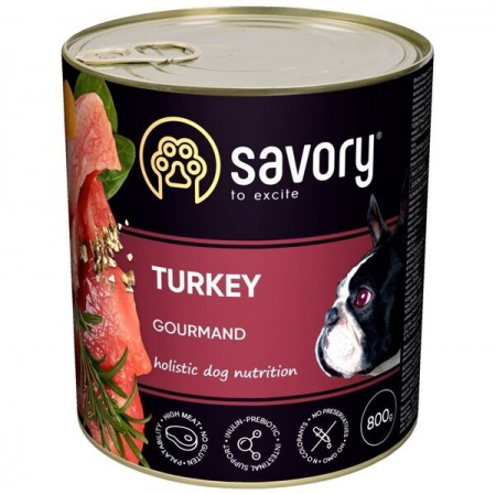 Hrana Pentru Caini - Hrana umeda completa Savory pentru câini adulți de toate rasele - cu carne de curcan, 800g