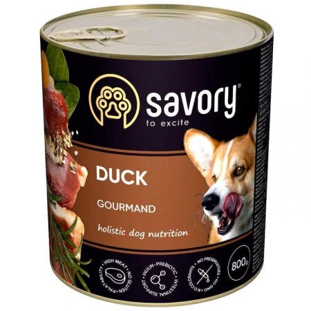 Hrana Pentru Caini - Hrana umeda completa Savory pentru câini adulți de toate rasele - cu carne de rață, 800g 