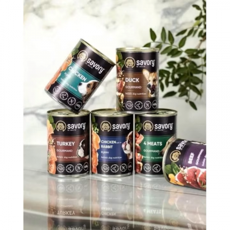 Hrana umeda completa Savory pentru câini adulți de toate rasele - cu carne de rață, 800g  [2]