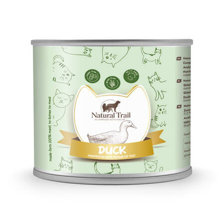 Hrana Pentru Pisici - Hrana umeda hipoalergenica NATURAL TRAIL Monoprotein pentru pisici - Rata 185 g