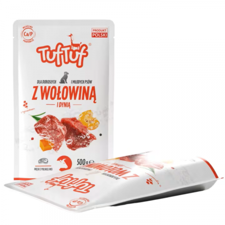 Hrana Pentru Caini - Hrana umeda Tuf Tuf pentru caini - Carne de vita, 500 g