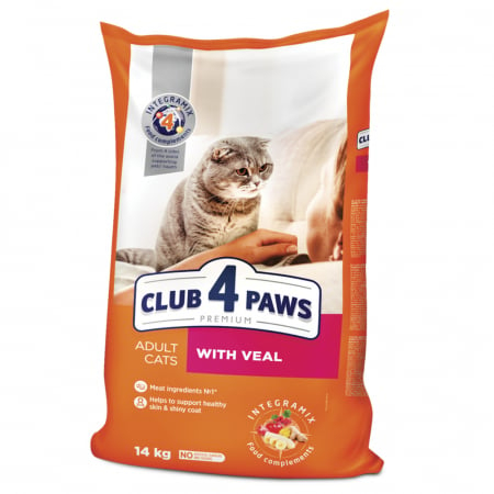 Hrană Uscata - Hrana uscata completa Club 4 Paws Premium pentru pisici adulte - cu Vita, 14kg