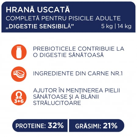 Hrana uscata completa Club 4 Paws Premium Sensitive pentru pisici adulte, 14kg [3]