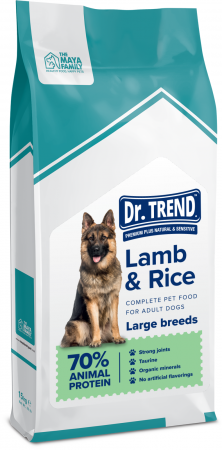 Hrana Uscata - Hrana uscata completa Dr.Trend Super Premium pentru caini de talie mare - Miel si orez, 15kg