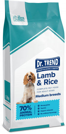 Hrana Uscata - Hrana uscata completa Dr.Trend Super Premium pentru caini de talie medie - Miel si orez, 15kg