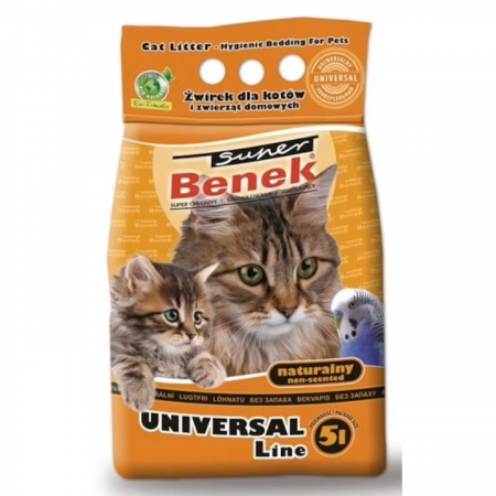 Asternut Igienic - Asternut igienic bentonita Super Benek Universal Natural pentru pisici, 5L