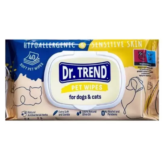 Servetele - Șervețele umede Dr.Trend Premium hipoalergenice  si antibacteriene, 40buc.