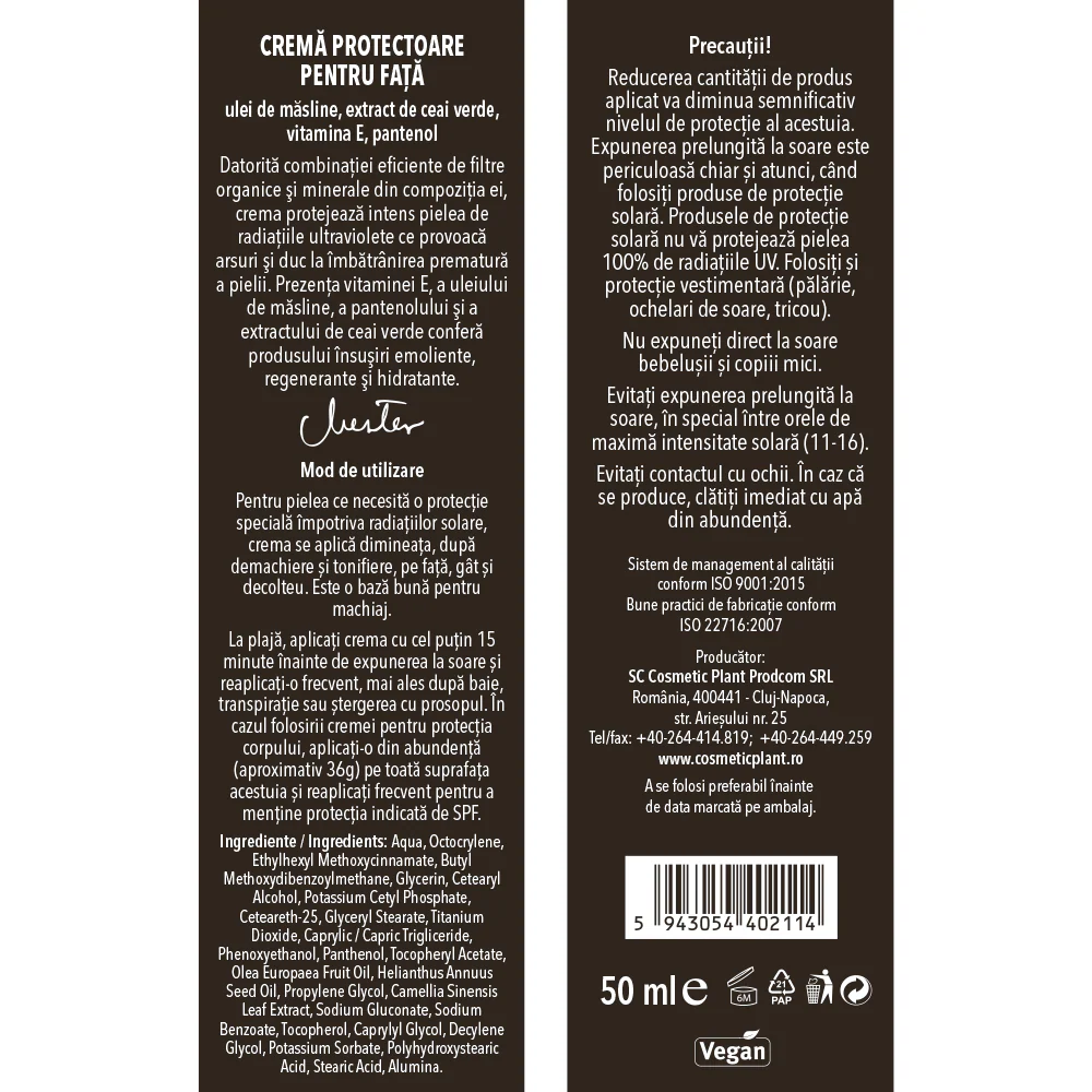 Cremă protectoare pentru față cu SPF50 [3]