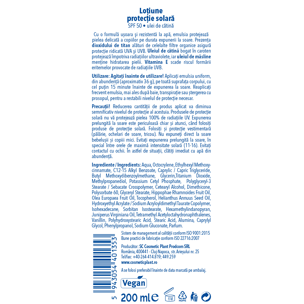 Emulsie plajă rezistentă la apă pentru copii SPF50 [2]