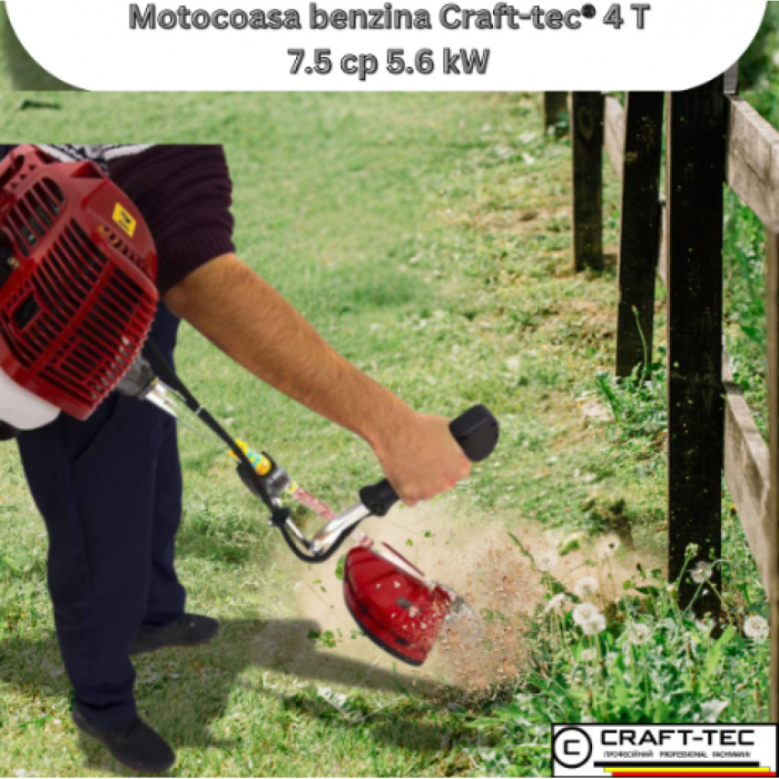 Motocoasa benzina 4 timpi CRAFT-TEC T5600 PROFI 7.5hp, 5.6kw, 3 disc SwissInox (3T,8T,230), tambur, ham profi MX701 [2]