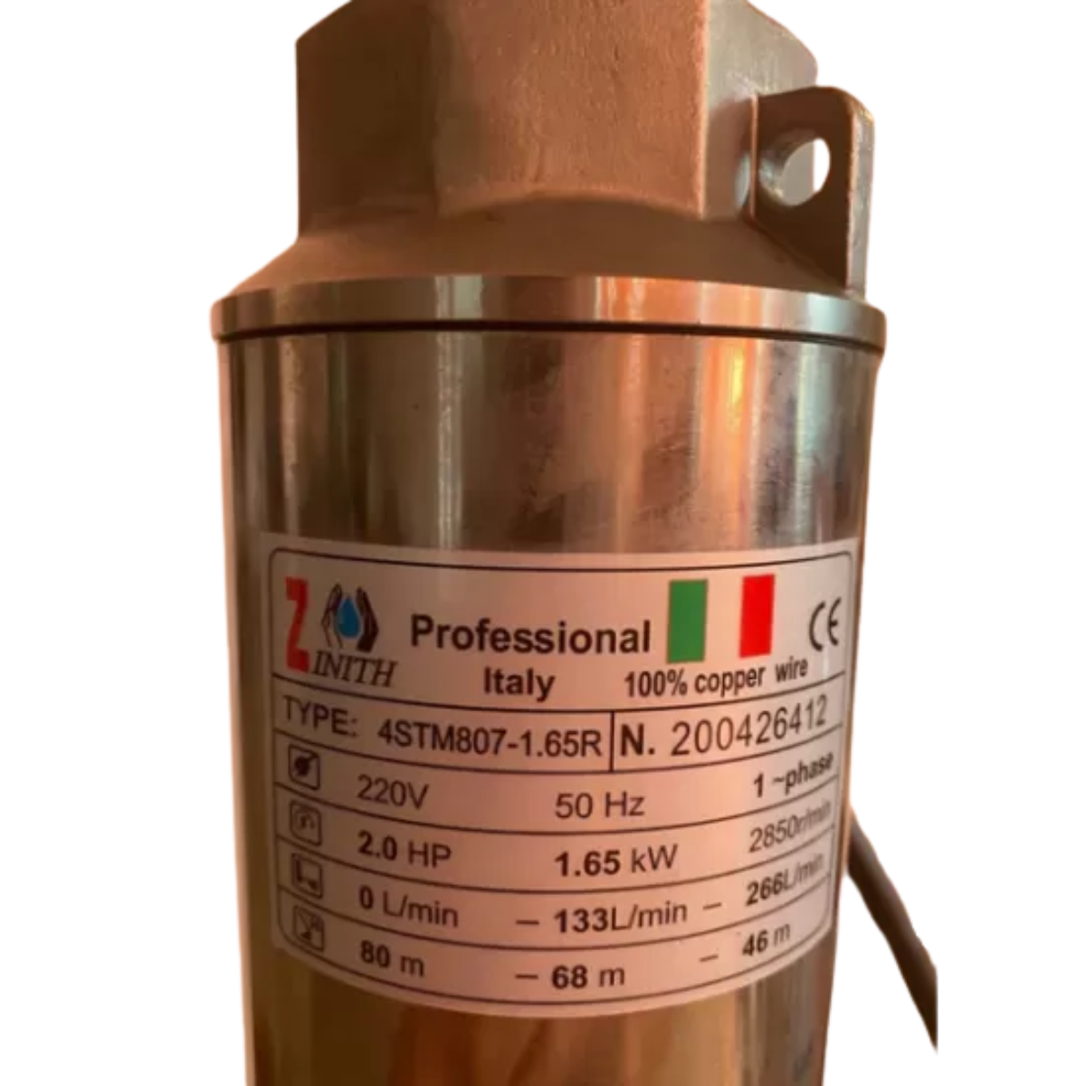 Pompa apa submersibila Zinith Italiy 4STM807, 1650W, refulare 80m,debit  266 l/min, racord 1.25 toli (32mm), multietajata cu turbine, professional,Bobinaj 100%Cupru [3]