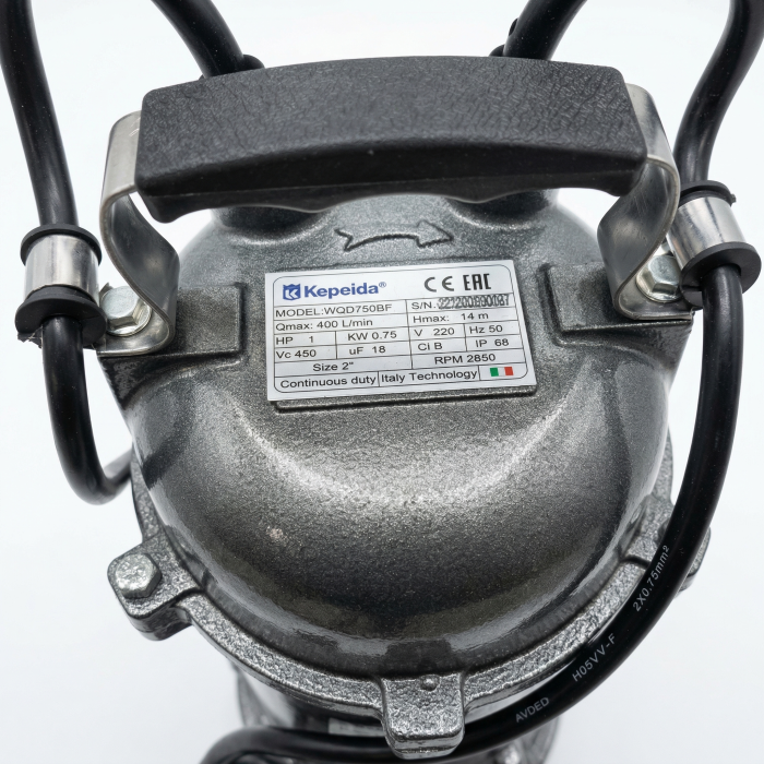 Pompa submersibila apa curata KEPEIDA WQD-750BF, 0.75 kW, debit max 400 Litri/minut, inaltime maxima 14 metri, bobinaj 100% cupru, tehnologie si design italian [4]