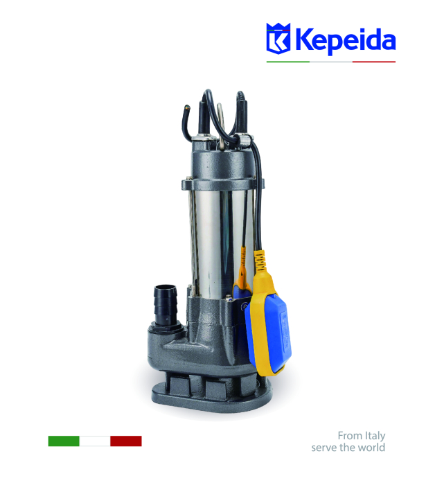 Pompă submersibilă pentru apă murdară KEPEIDA V370A-F, 370W, debit maxim 80Litri/minut, înălțime maximă de refulare 9 metri, bobinaj 100% cupru, tehnologie și design italian [3]