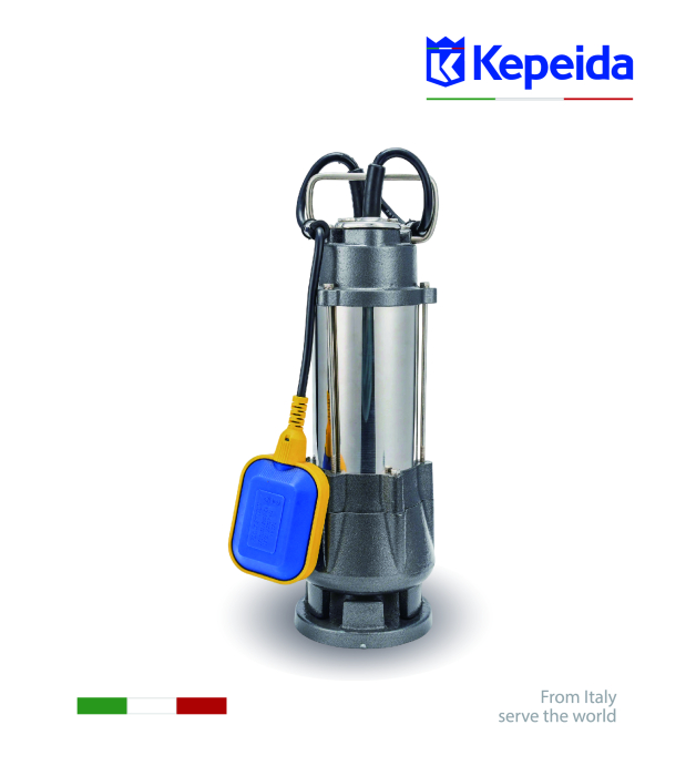 Pompă submersibilă pentru apă murdară KEPEIDA V750A-F, 750W, debit maxim 280Litri/minut, înălțime maximă de refulare 12 metri, bobinaj 100% cupru, tehnologie și design italian [4]