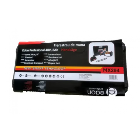 Fierastrau de mana pe acumulatori Edon Profesional 48V, 8Ah, Lama 25cm, Afisaj LCD, Ungere lant, 2 acumulatori, 2 lanturi, Incarcator, Geanta de transport MX294 [3]