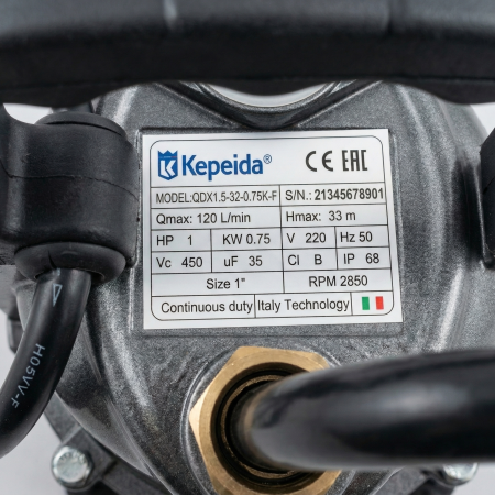 Pompa submersibila apa curata KEPEIDA KEPEIDA QDX1.5-32-0.75K-F, 0.75 kW, debit max 7.2 mc/h, inaltime maxima refulare 33 metri, bobinaj 100% cupru, tehnologie si design italian [2]