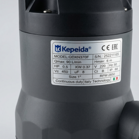 Pompa submersibila apa curata KEPEIDA QDXN370F, 0.37 kW, debit max 90 L/min, inaltime maxima refulare 6 metri, bobinaj 100% cupru, tehnologie si design italian [2]