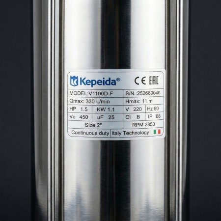 Pompa submersibila apa curata KEPEIDA V1100D-F, 1.1 kW, debit max 330 Litri/minut, inaltime maxima 11 metri, bobinaj 100% cupru, tehnologie si design italian [3]