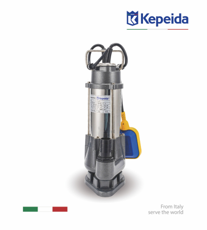 Pompă submersibilă pentru apă murdară KEPEIDA V750A-F, 750W, debit maxim 280Litri/minut, înălțime maximă de refulare 12 metri, bobinaj 100% cupru, tehnologie și design italian [1]