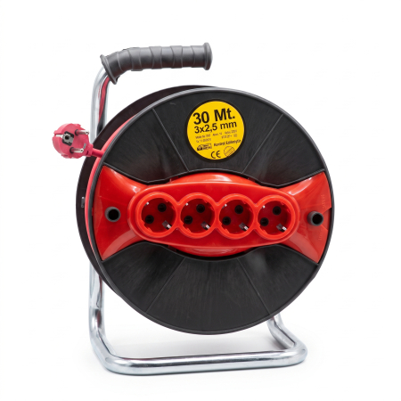 CASA SI GRADINA - Prelungitor electric , pe rola cu tambur, 30m, 3x2.5mm, 4 prize, 3500W CAMPION