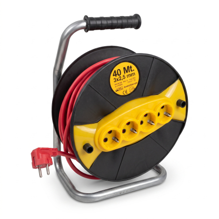 CASA SI GRADINA - Prelungitor electric , pe rola cu tambur, 40m, 3x2.5mm, 4 prize, 3500W CAMPION