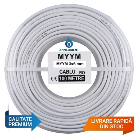 ELECTRICE - Rola Cablu Flexibil Lițat Curent MYYM 3x6 mm, 100m, 300/500V