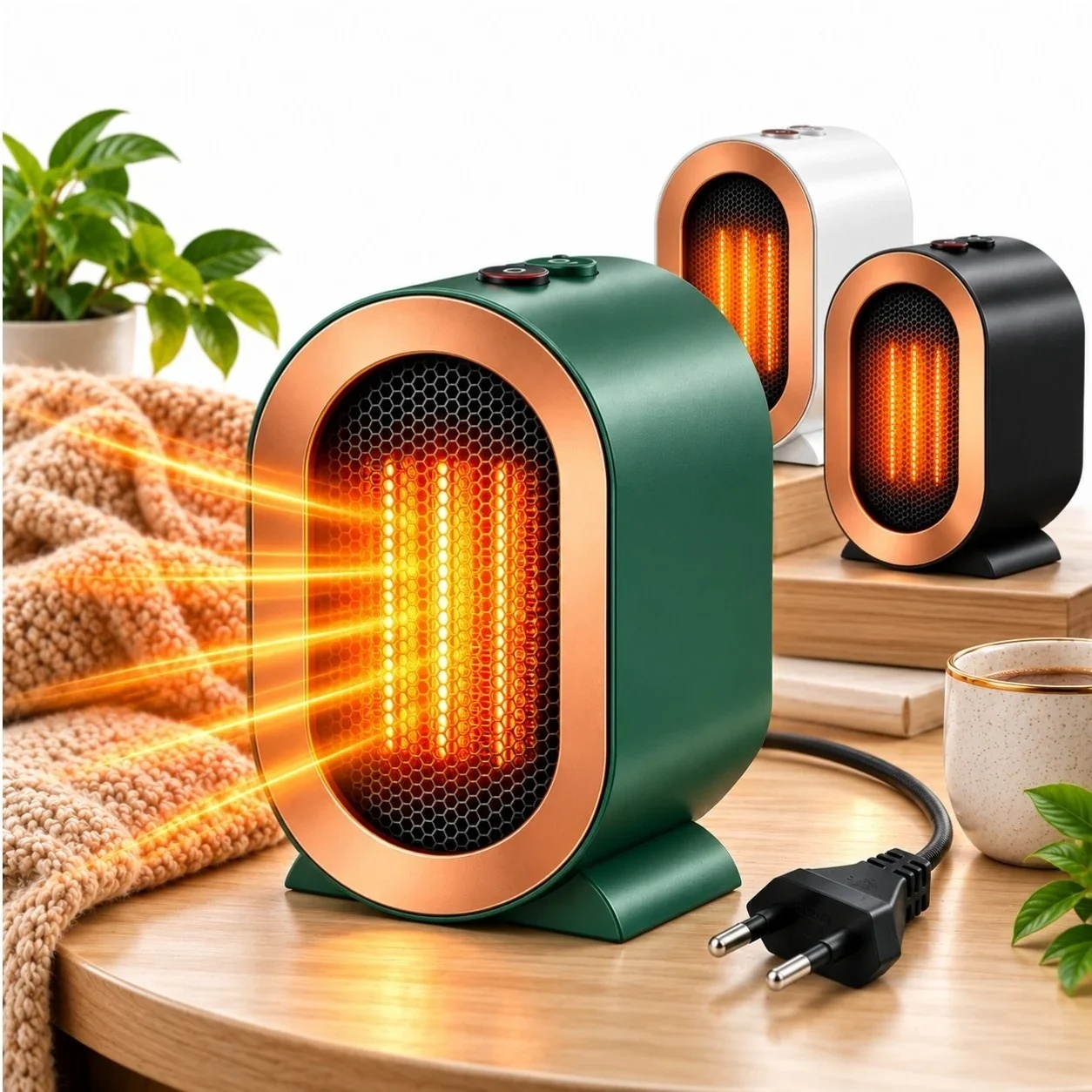 Aerotermă compactă cu grilă ovală, roz – prezentare