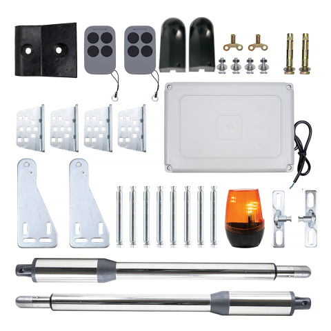 Kit automatizare porti batante PNI MAB300 cu 2 motoare 40W, telecomenzi si panou de control, fotocelule si lampa, lungime poarta 2 x 2.5m max, greutate poarta 200Kg [1]