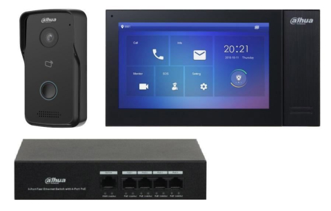 INTERFOANE SI VIDEOINTERFOANE - Kit videinterfon TCP/IP cu control acces, Dahua