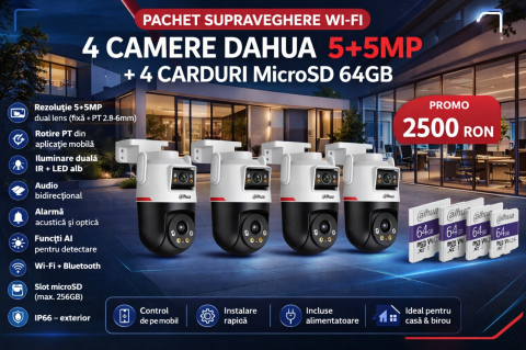 Camere supraveghere Wi-Fi & 4G - Pachet Supraveghere Video 4 camere Wifi
