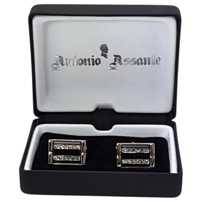 Butoni eleganți bărbați argintii cu pietre – Antonio Assante [2]