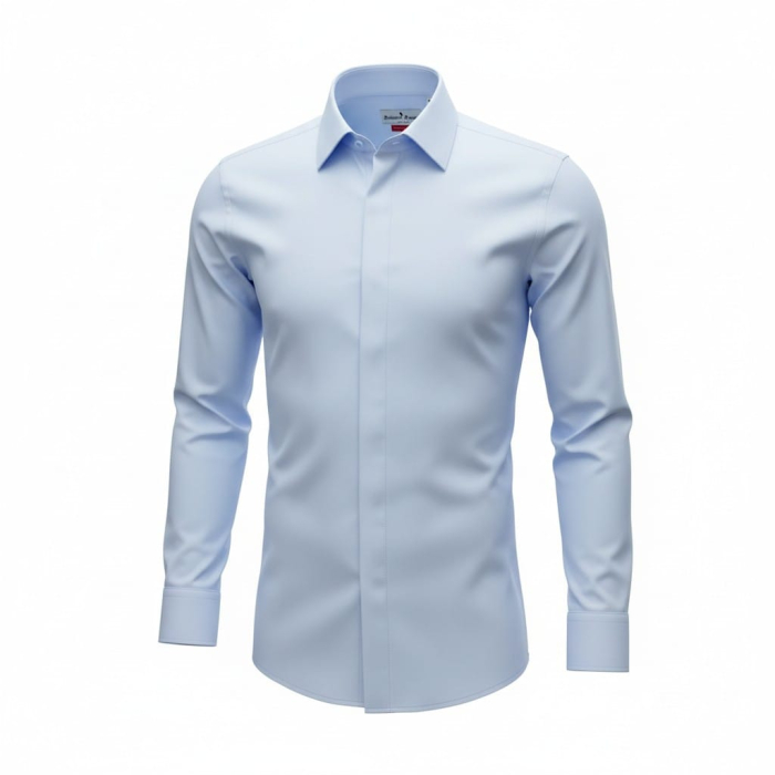 Cămașă bărbați bleu slim fit din bumbac – Antonio Assante [3]