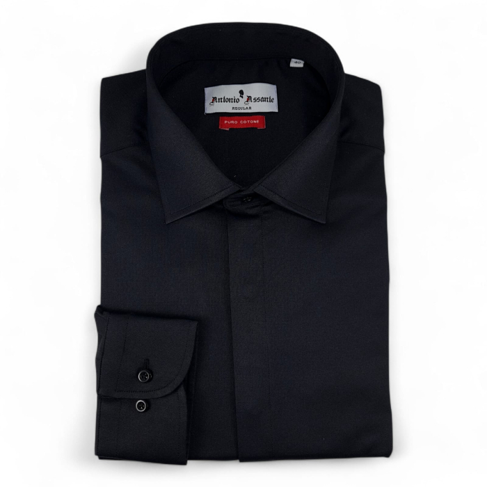 Cămașă neagră bărbați Slim Fit din bumbac premium – Antonio Assante [2]