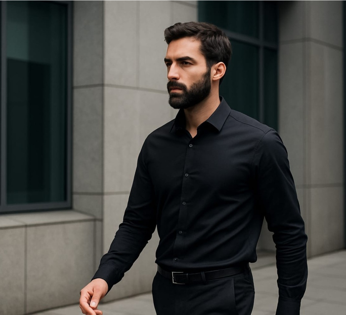 Cămașă neagră bărbați Slim Fit din bumbac premium – Antonio Assante [3]