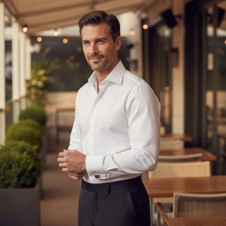 Shop - Camasa alba ceremonie cu manseta pentru butoni – Antonio Assante