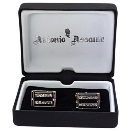 Butoni eleganți bărbați argintii cu pietre – Antonio Assante [1]