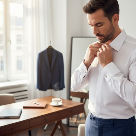 Cămașă albă bărbați Slim Fit cu fentă ascunsă din bumbac premium – Antonio Assante [2]