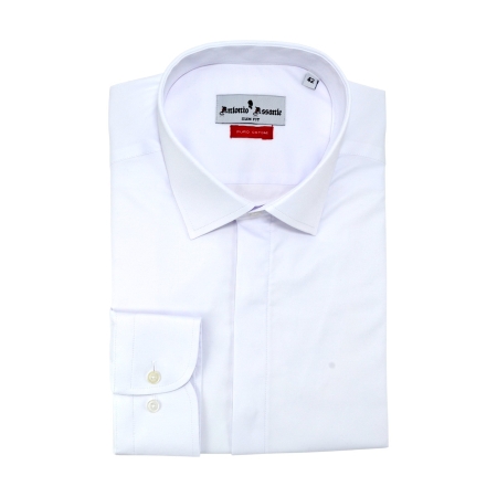 Cămașă albă bărbați Slim Fit cu fentă ascunsă din bumbac premium – Antonio Assante [1]