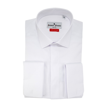 Shop - Camasa alba manseta butoni Antonio Assante