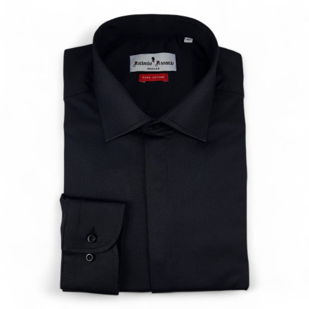 Cămașă neagră bărbați Slim Fit din bumbac premium – Antonio Assante [1]