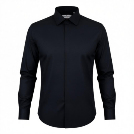 Shop - Cămașă neagră bărbați Slim Fit din bumbac premium – Antonio Assante