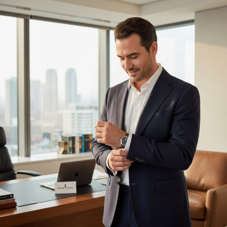 Costume - Costum bleumarin elegant bărbați slim fit Antonio Assante - Proba in magazin