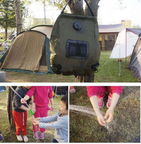 Duș solar portabil 20L cu termometru și buzunare, încălzire apă cu energie solară, camping, grădină, excursii [6]
