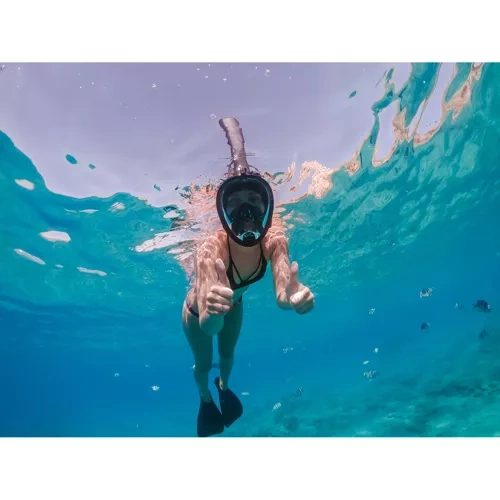 Masca snorkeling full-face S/M, cu suport cameră, Anti-Fog, Dry-Top, vizibilitate 180°, husă inclusă [7]