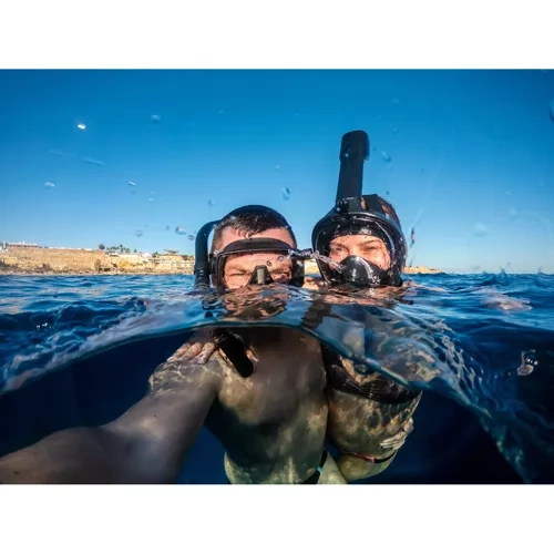 Masca snorkeling full-face S/M, cu suport cameră, Anti-Fog, Dry-Top, vizibilitate 180°, husă inclusă [8]