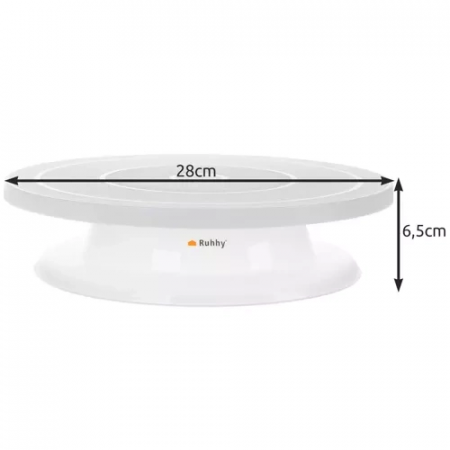 Platou rotativ pentru tort + 3 spatule decorative – suport cu picior detașabil, 28 cm, alb [8]
