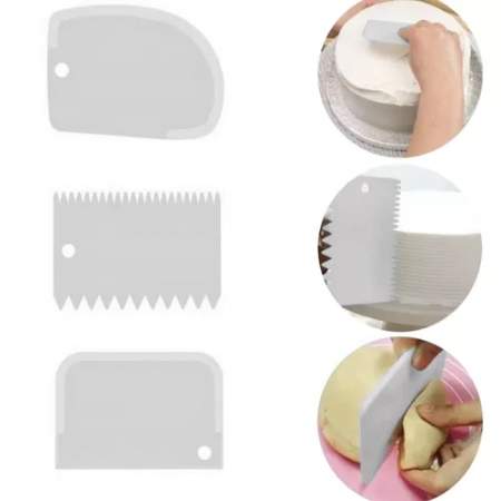 Platou rotativ pentru tort + 3 spatule decorative – suport cu picior detașabil, 28 cm, alb [1]