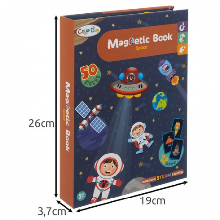 Puzzle magnetic educativ tip carte – tematică spațiu, 50 piese + 6 carduri model, jucărie creativă pentru copii [5]